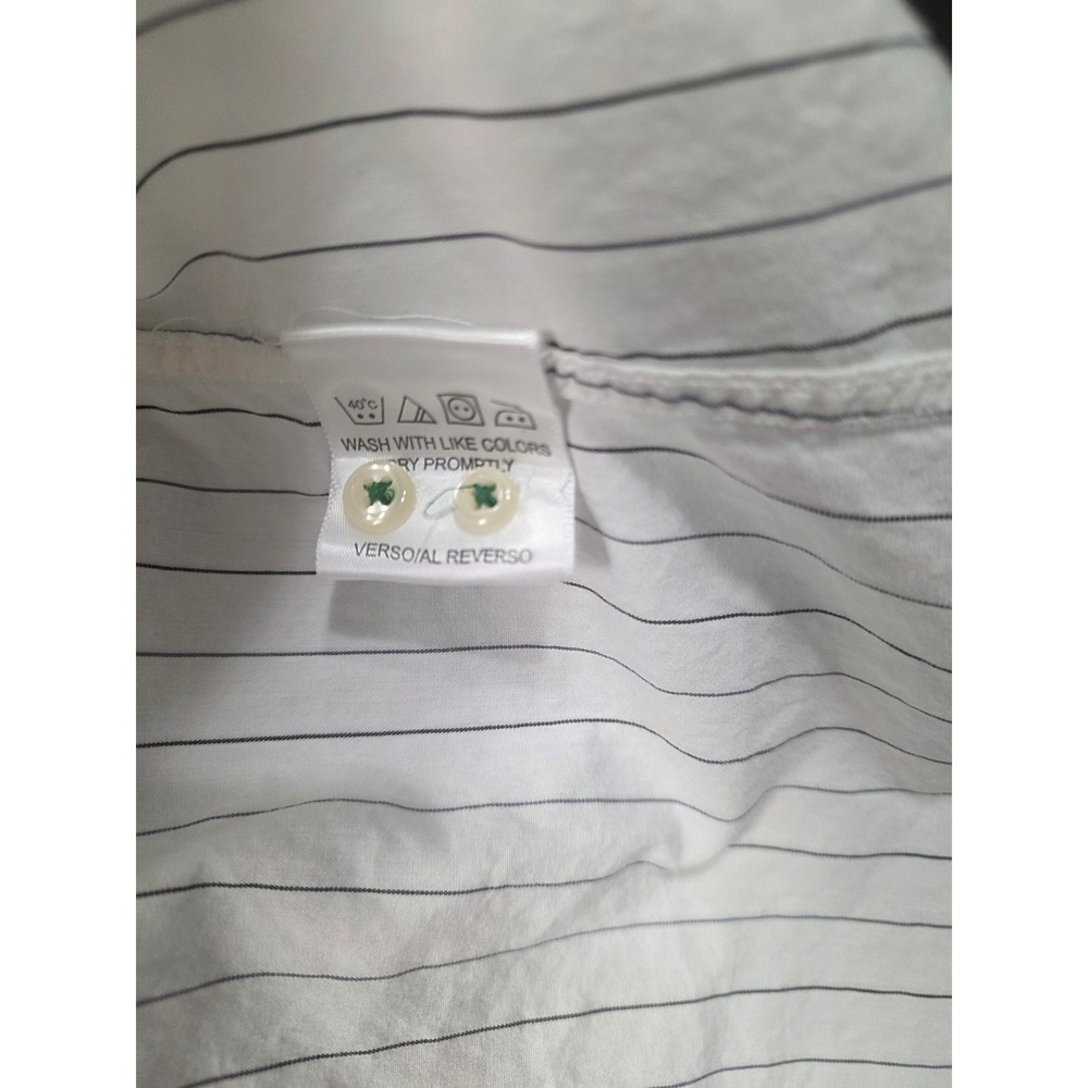 Tommy Hilfiger Mens White Black Pinstripe Button Down‎ Shirt 16.5 32/33 Cotton - Picture 5 of 8